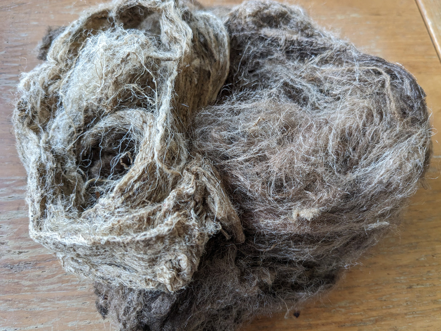 25g natural raw tussah silk fibres - tussah silk very raw fibre