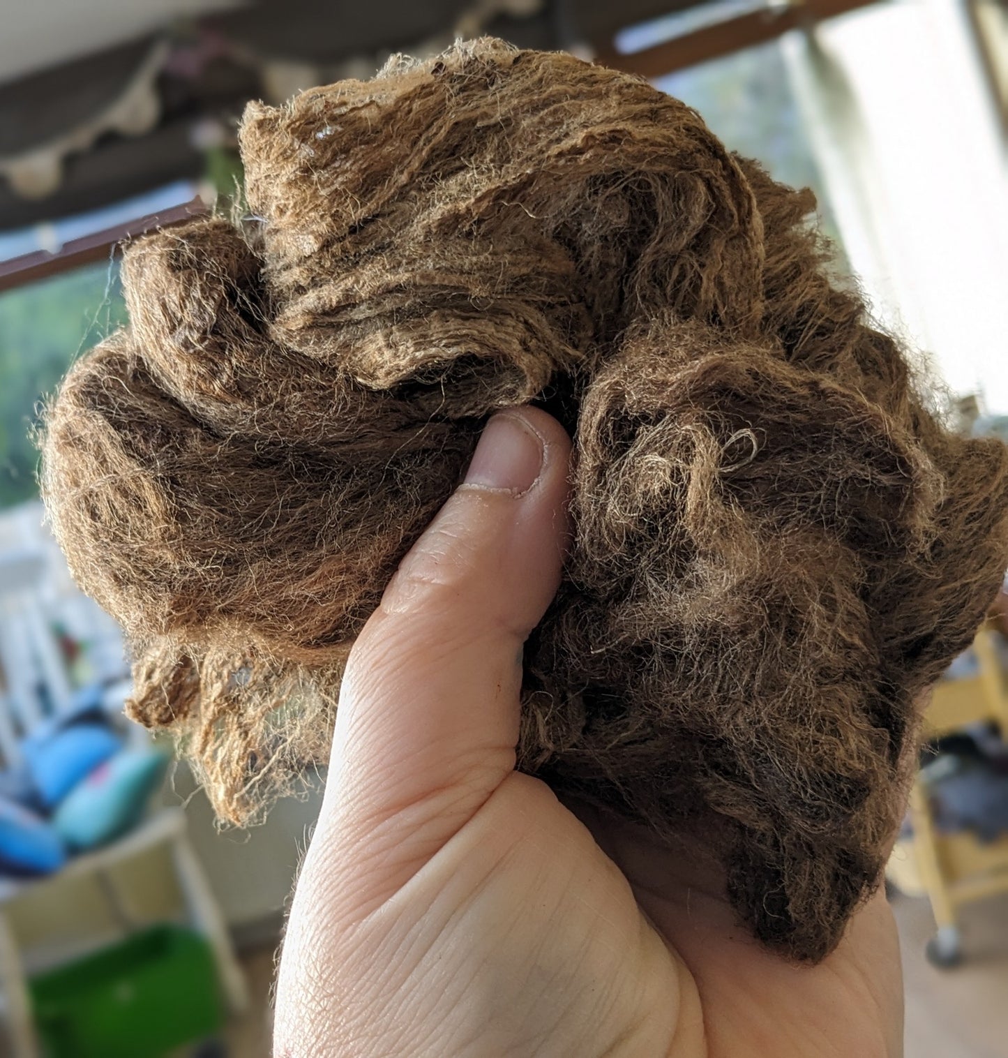 25g natural raw tussah silk fibres - tussah silk very raw fibre