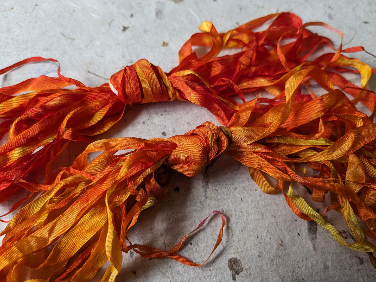 Approx 12m assorted widths of hand dyed silk embroidery ribbons ass width- SR44