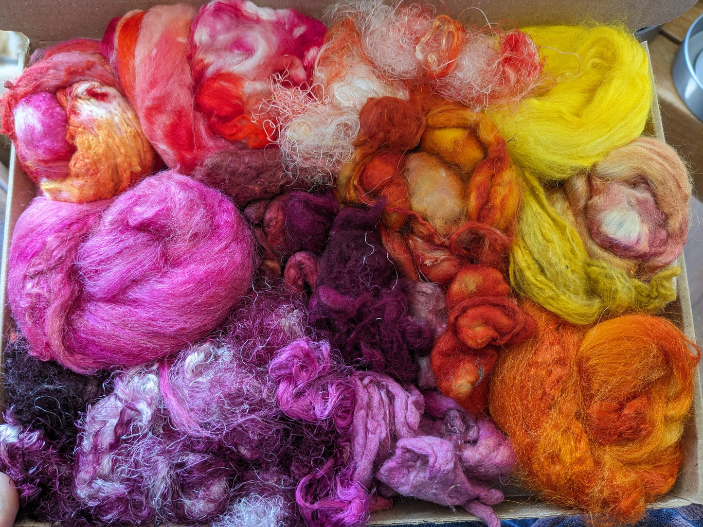 Medium hand dyed silk fibre boxes- box17
