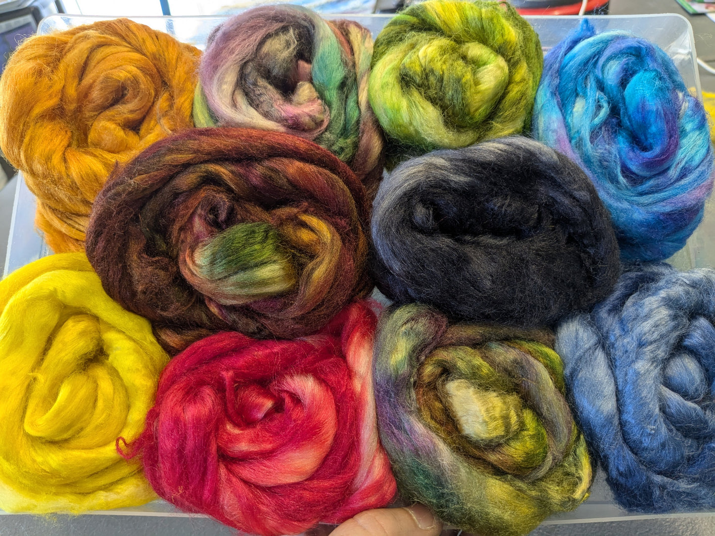 Approx 120g hand dyed silk tussah fibre-TS01