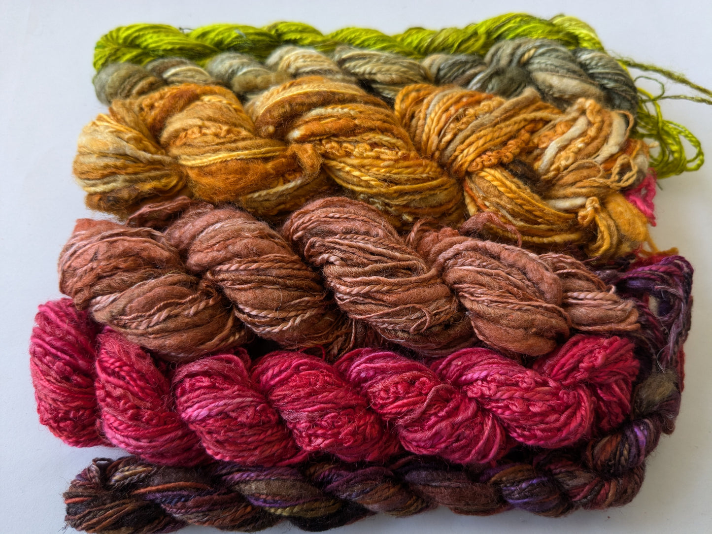 Assorted skeins of hand dyed silk threads, a great mix of colours - STh12