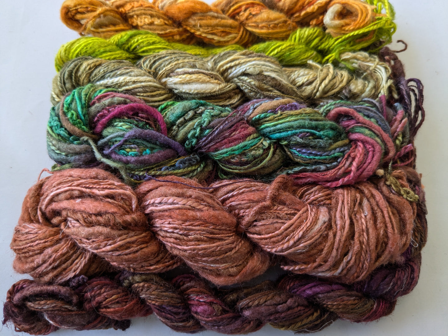 Assorted skeins of hand dyed silk threads, a great mix of colours - STh16