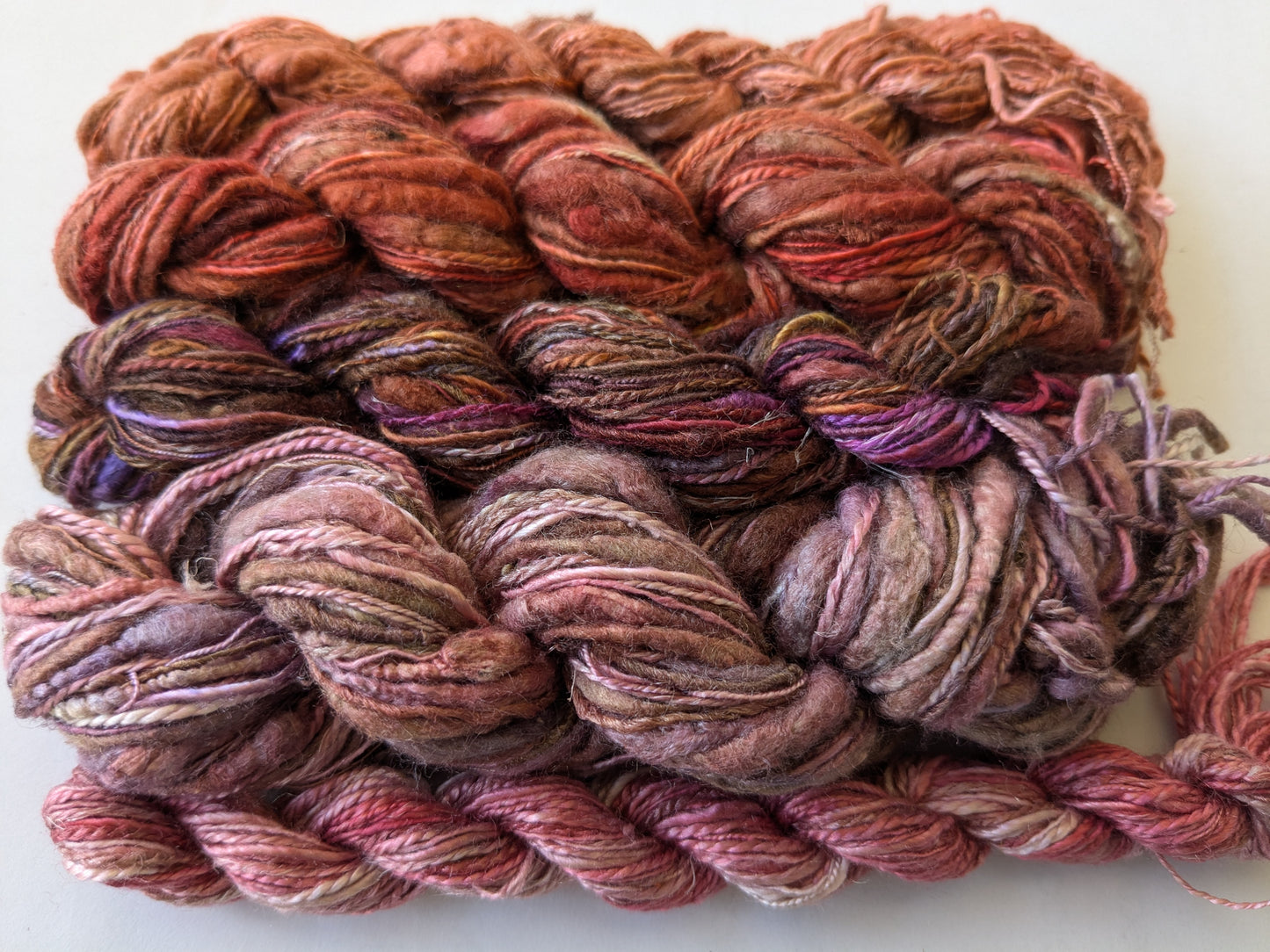 Assorted skeins of hand dyed silk threads, a great mix of colours - STh17A