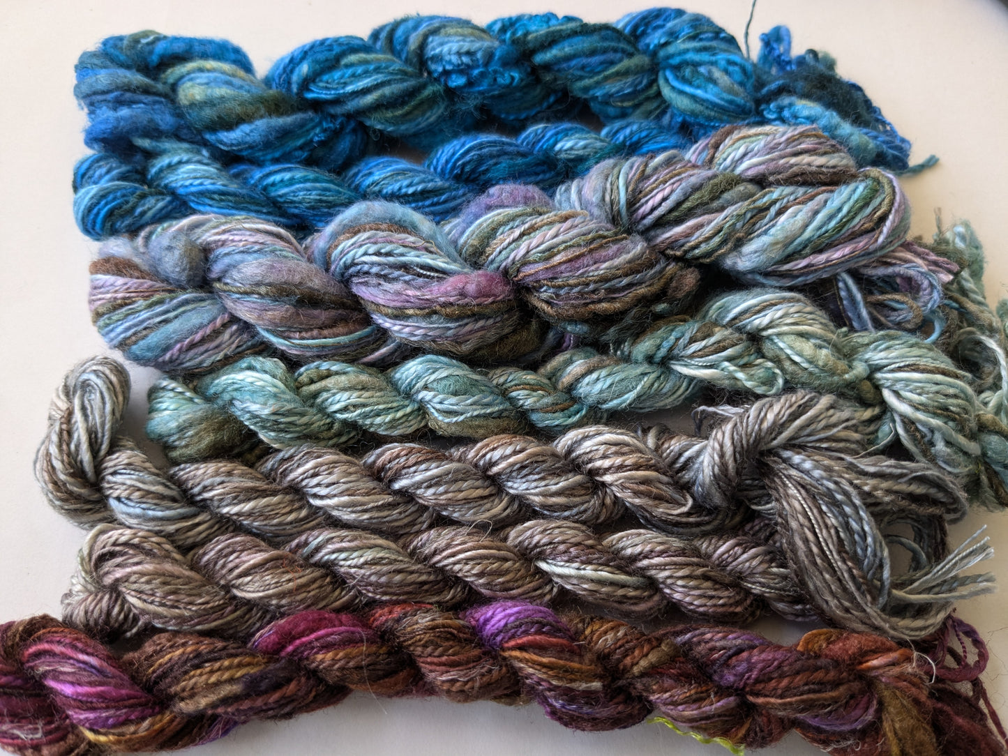Assorted skeins of hand dyed silk threads, a great mix of colours - STh28