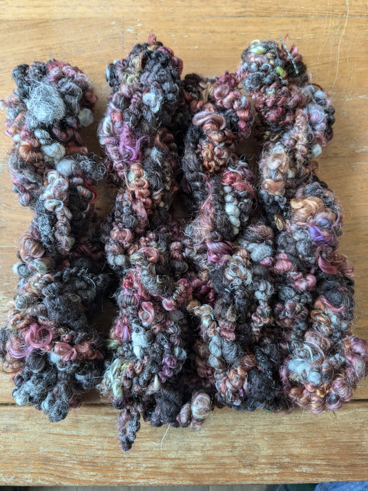 Hand spun art yarns ideal for mixed media textiles projects 40g Rocky