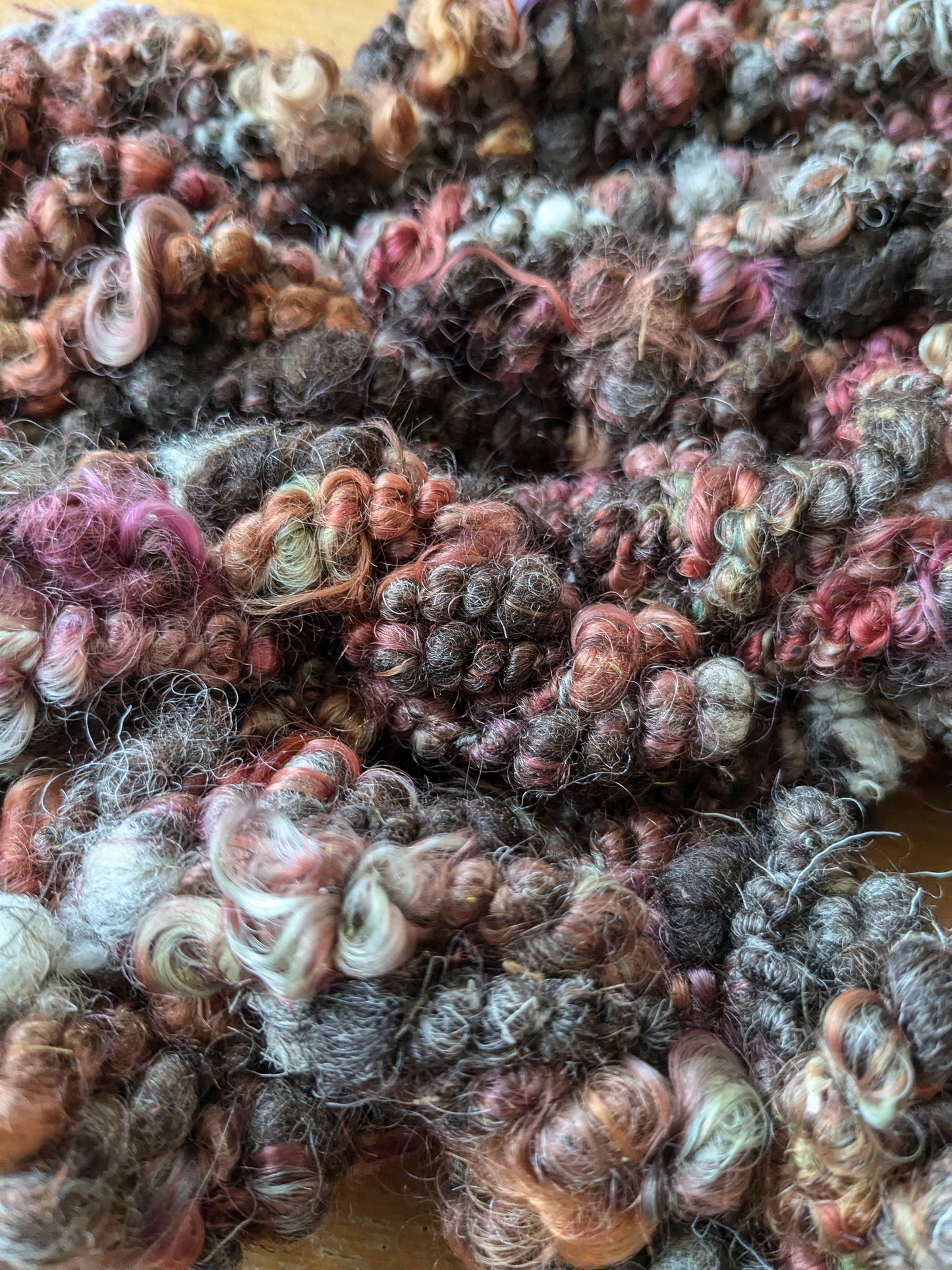 Hand spun art yarns ideal for mixed media textiles projects 40g Rocky