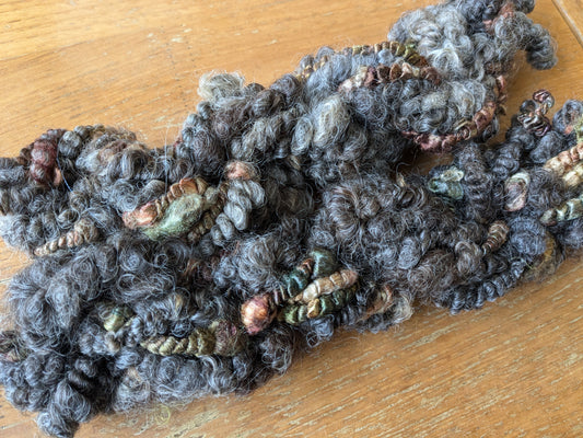 Hand spun art yarns ideal for mixed media textiles projects 40g Bark