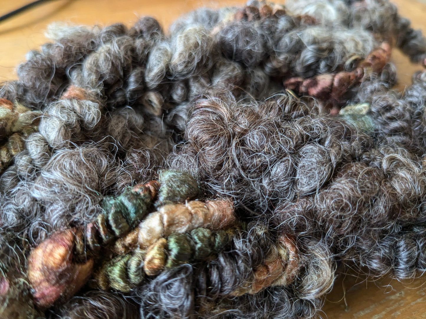 Hand spun art yarns ideal for mixed media textiles projects 40g Bark