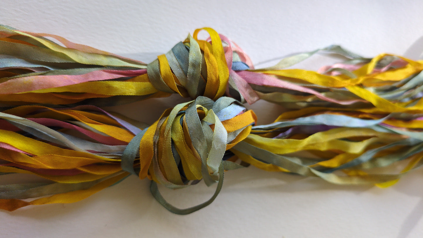 3 x 4m(12m total) hand dyed silk embroidery ribbons 4mm wide - SER15