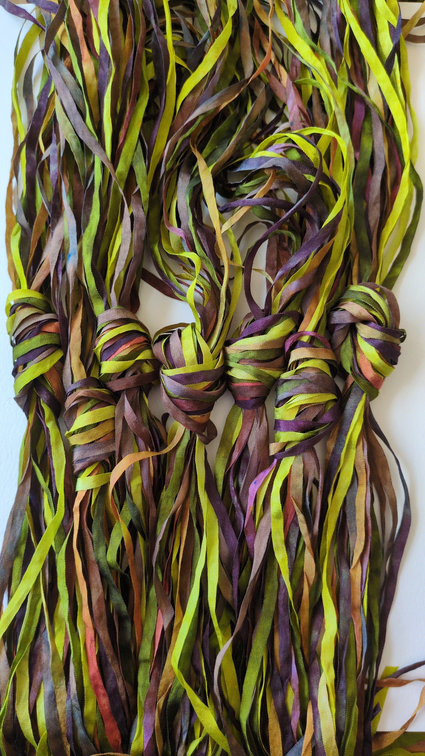 6 x 2m(12m total) hand dyed silk embroidery ribbons 4mm wide - SER11