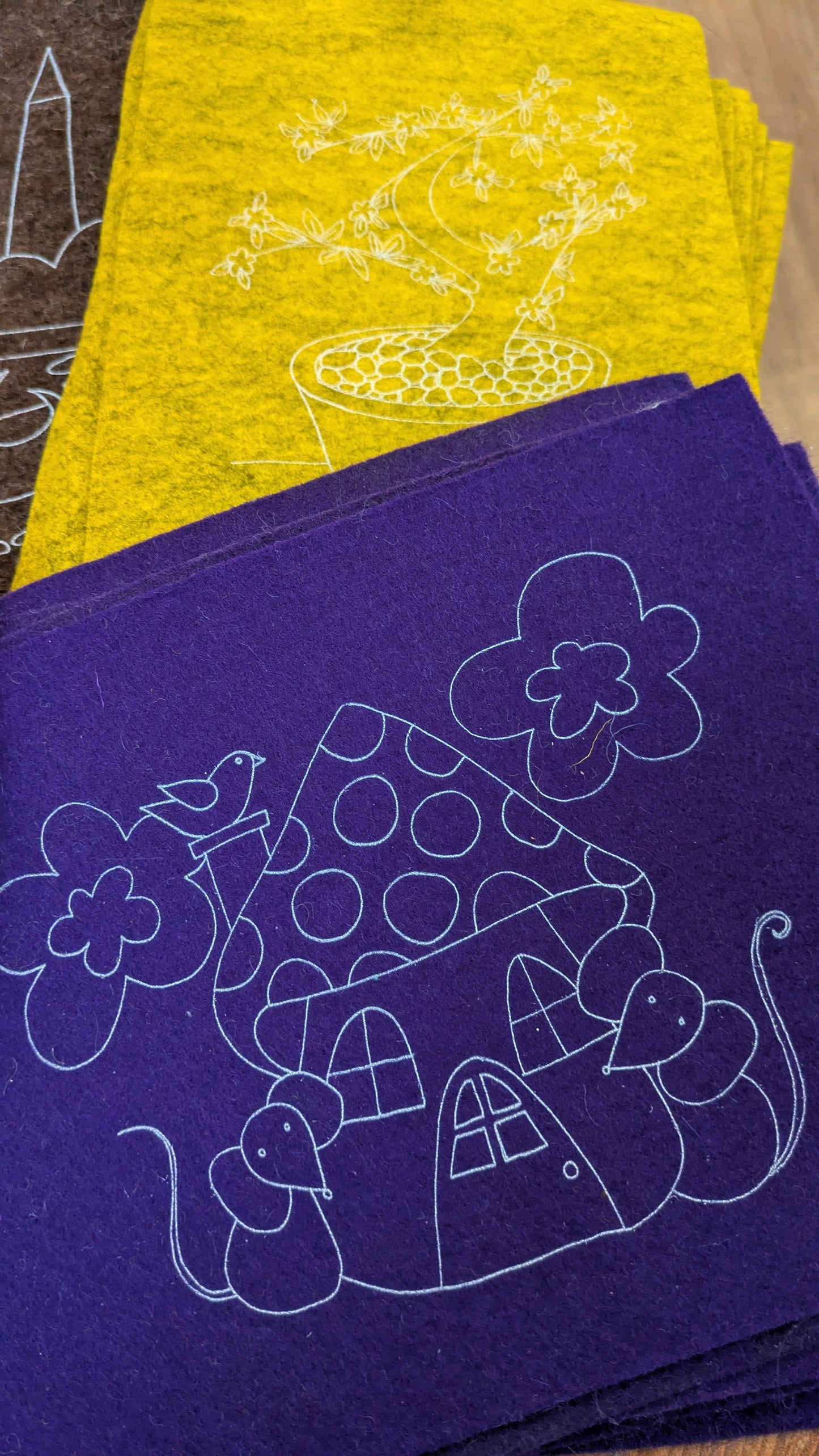 4 of My original designs printed on pure wool felt