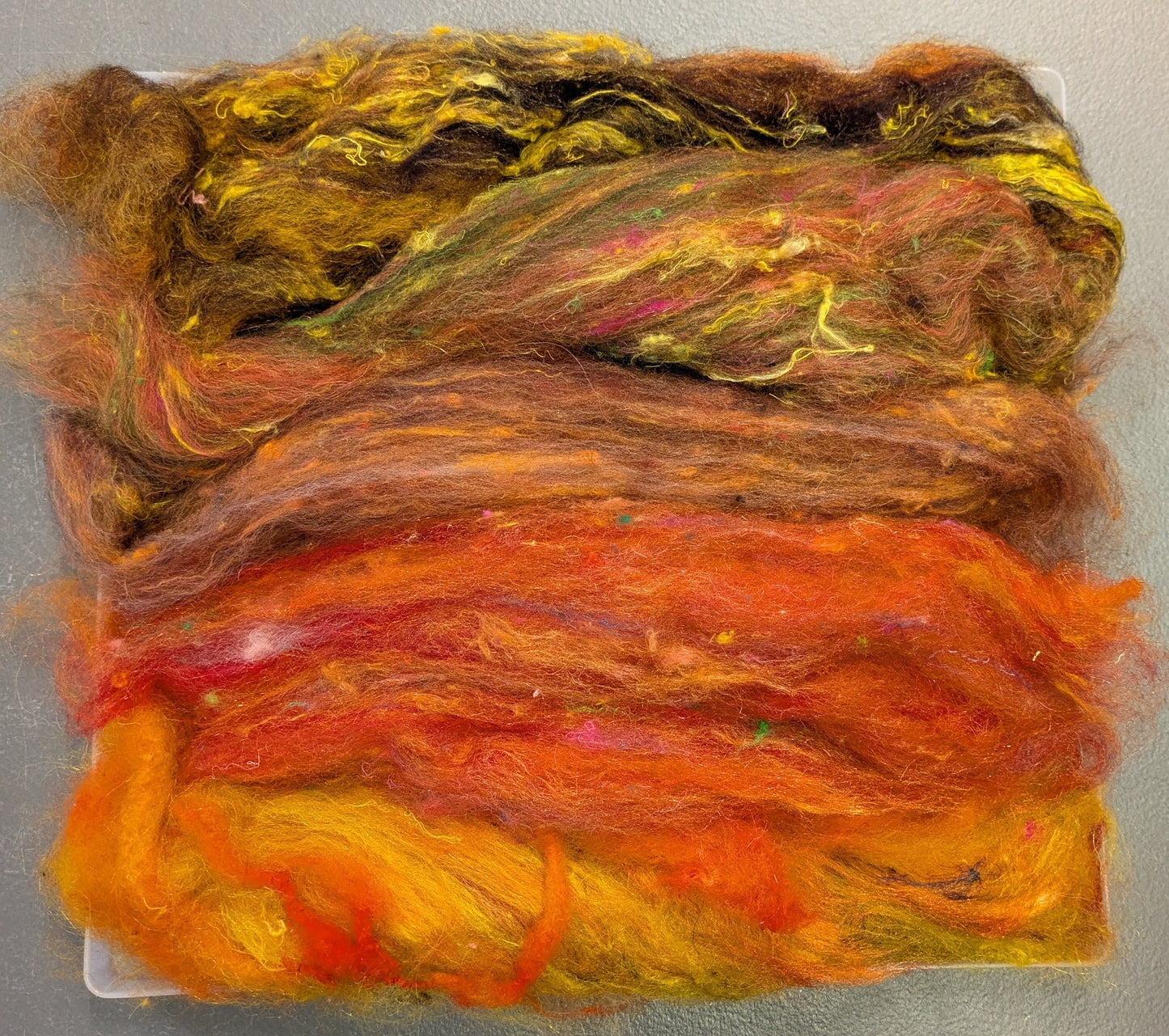 Hand carded luxury Batt layers with added texture. layers great to needle felt or wet felt 50g Autumn batt 6