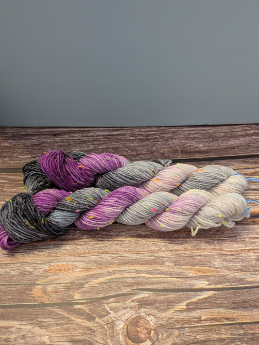 Hand Dyed 4ply Mini Neon Sparkly Skeins