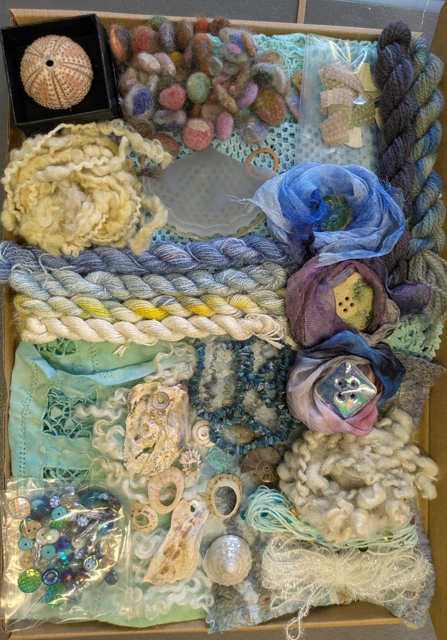 Seascape extra large Creativity mixed media textiles Box- seascapeCB01