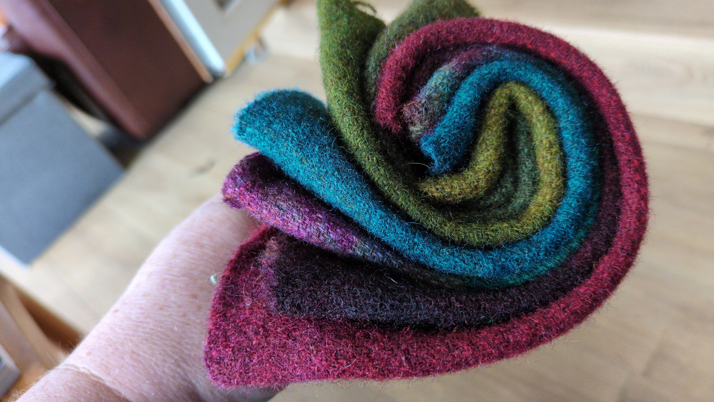 Hand Dyed Scottish wool tweed 6 pieces - creative textiles - HDWT14
