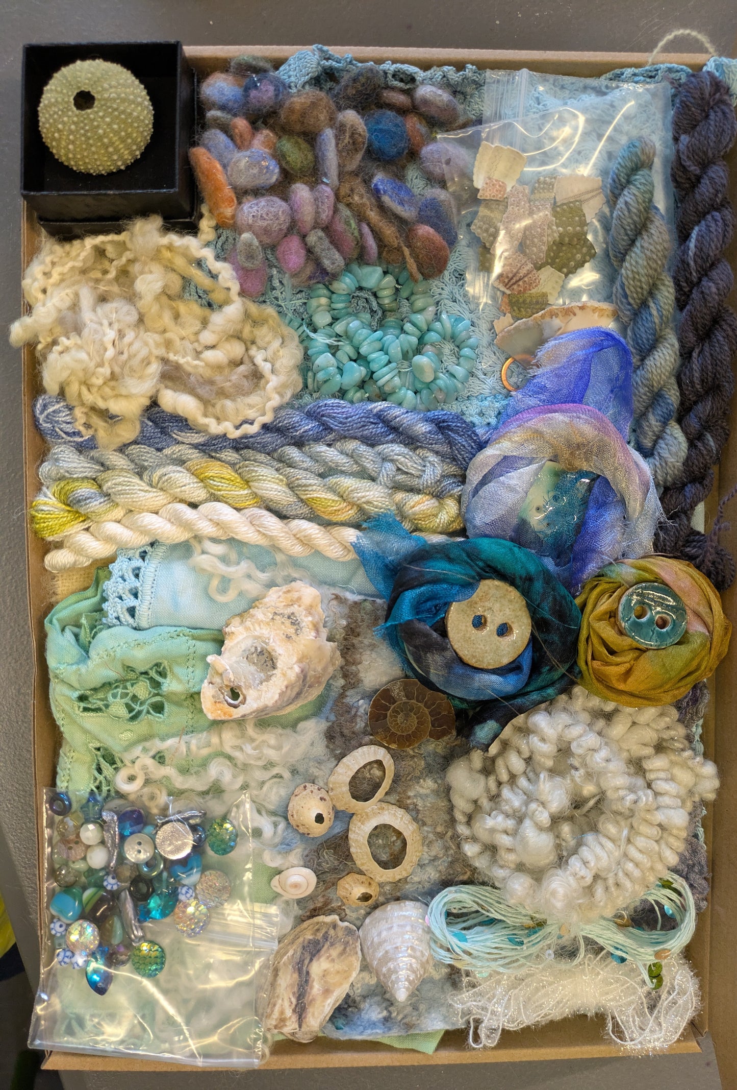 Seascape extra large Creativity mixed media textiles Box- seascapeCB02