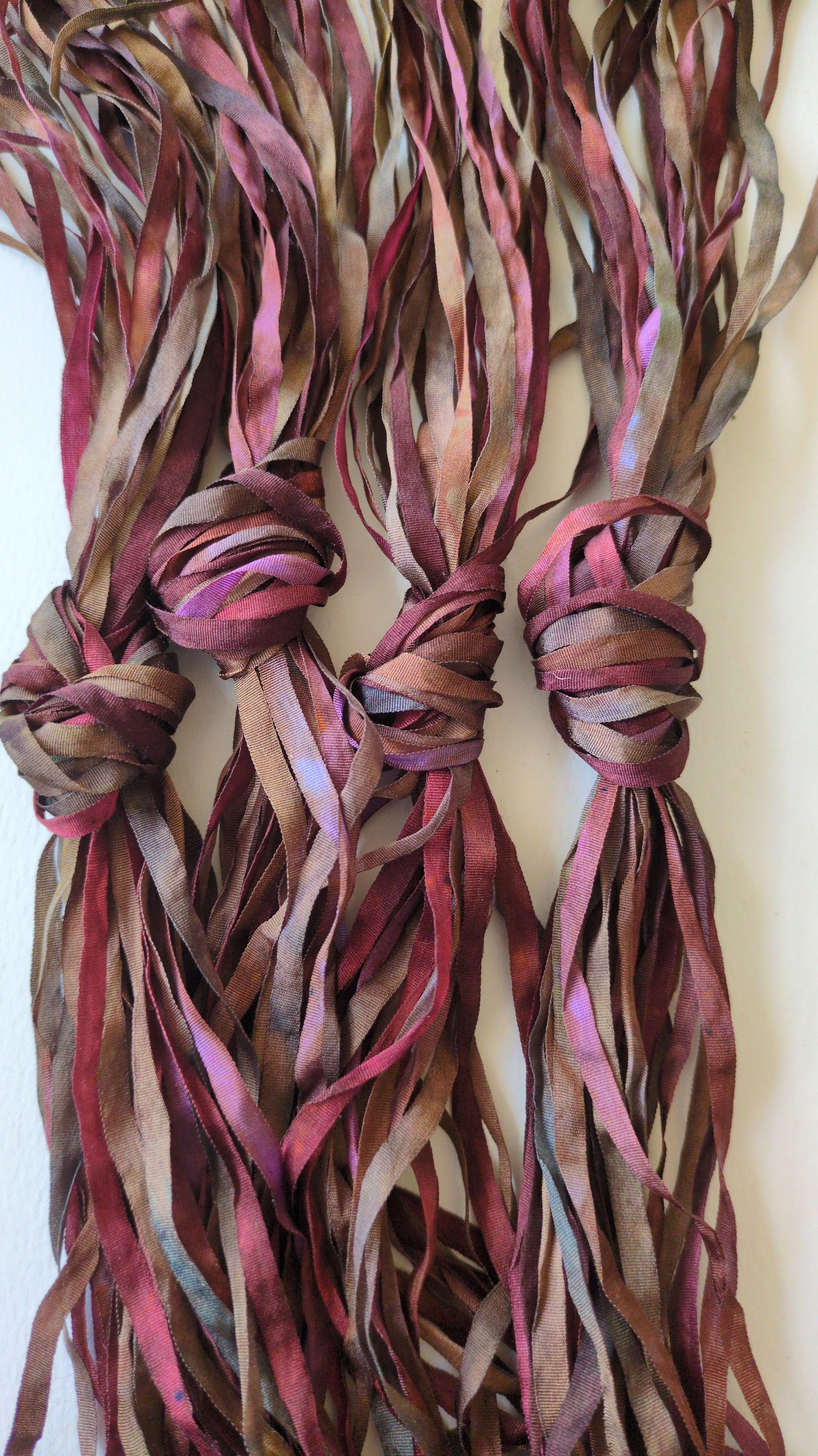 3 x 4m(12m total) hand dyed silk embroidery ribbons 4mm wide - SER08