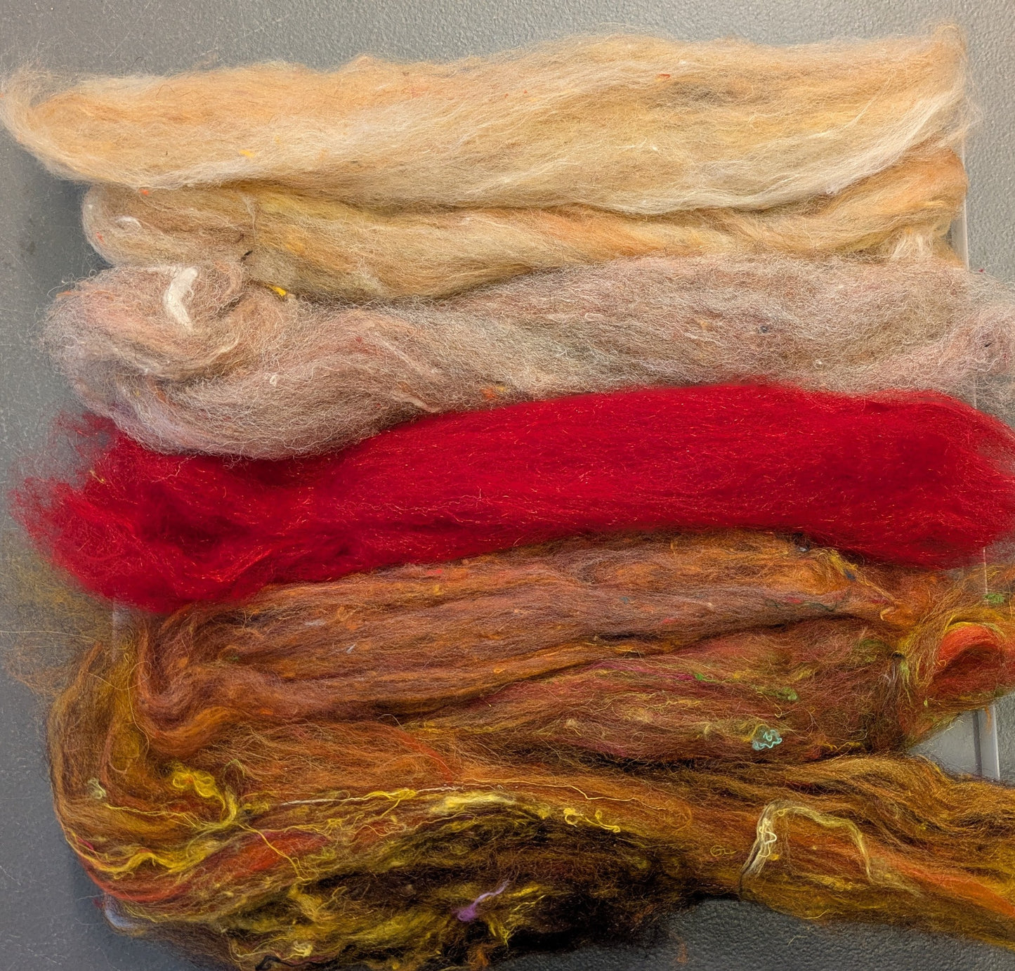 Hand carded luxury Batt layers with added texture. layers great to needle felt or wet felt 50g Autumn batt 3