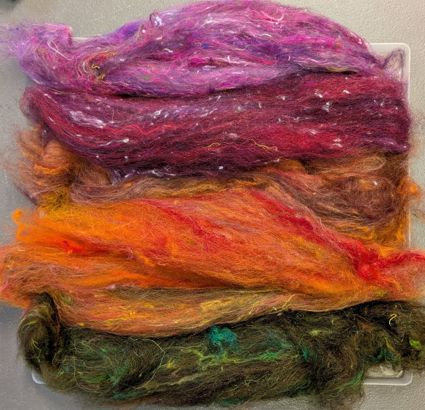 Hand carded luxury Batt layers with added texture. layers great to needle felt or wet felt 50g Autumn batt 7