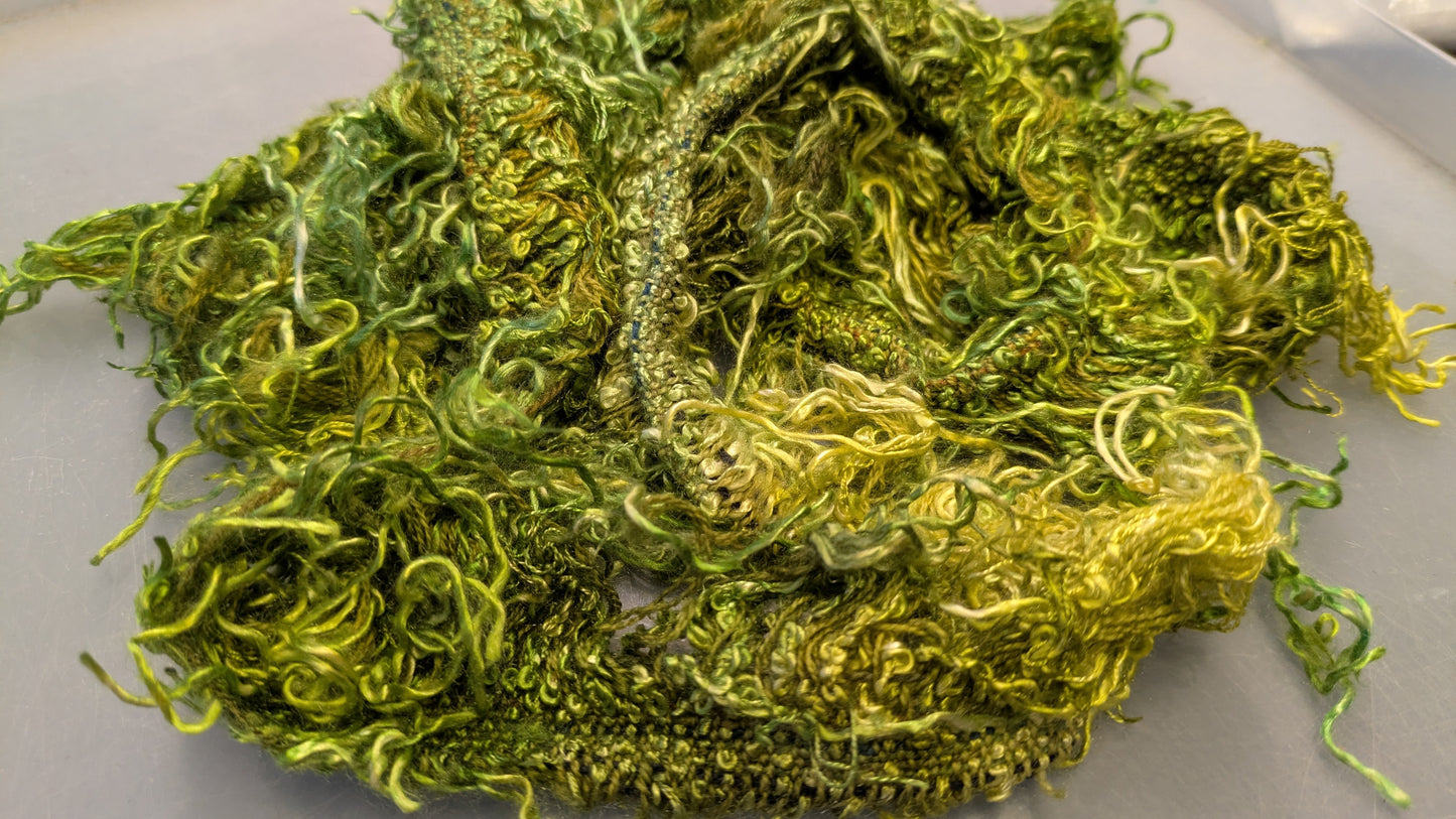 Hand dyed selvedge woo/silk approx 1.5 m pack 4