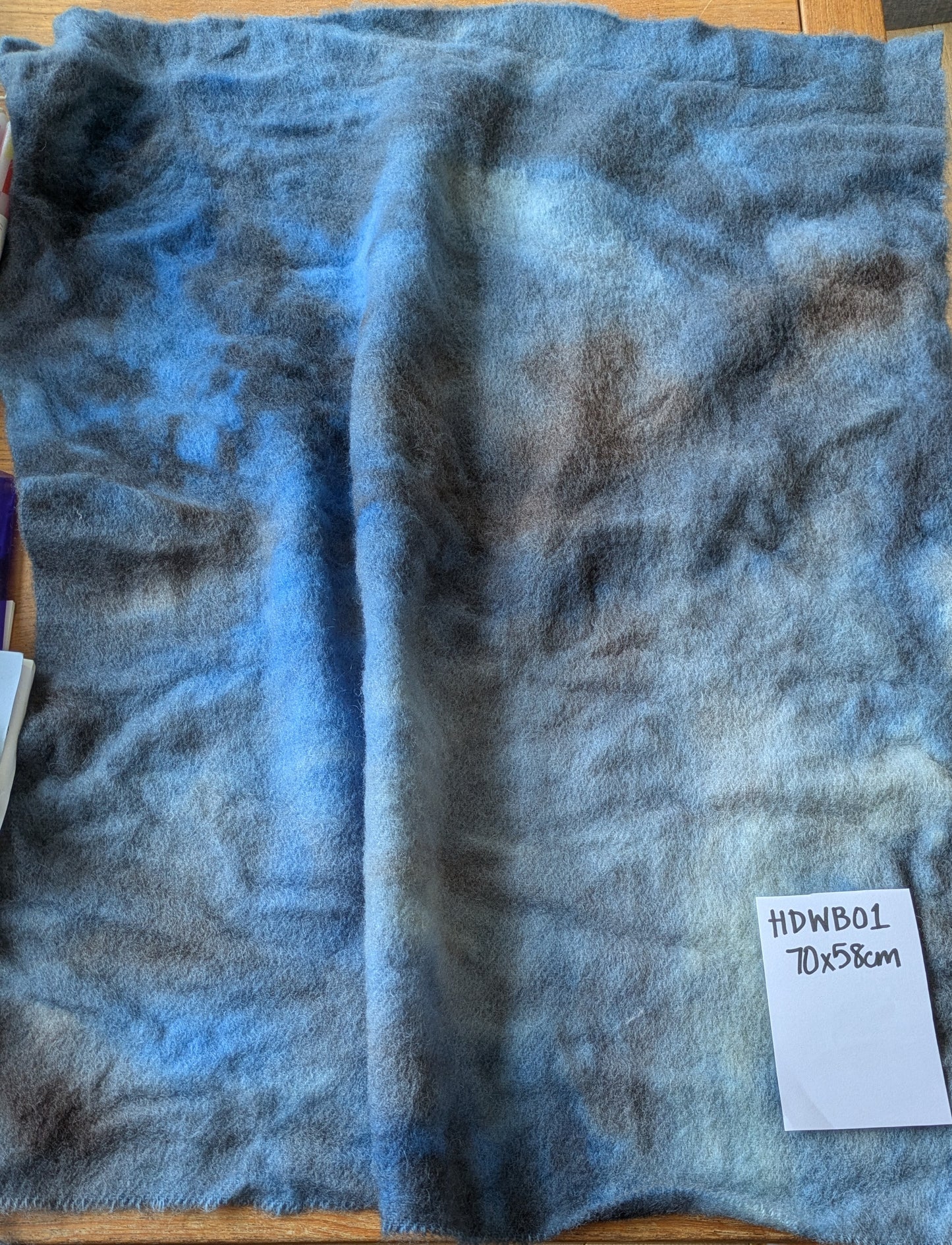 Hand Dyed pure wool blanket large piece 70 x 58 cm - creative textiles - HDWB01