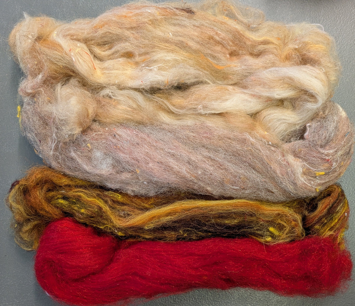 Hand carded luxury Batt layers with added texture. layers great to needle felt or wet felt 50g Autumn batt 2