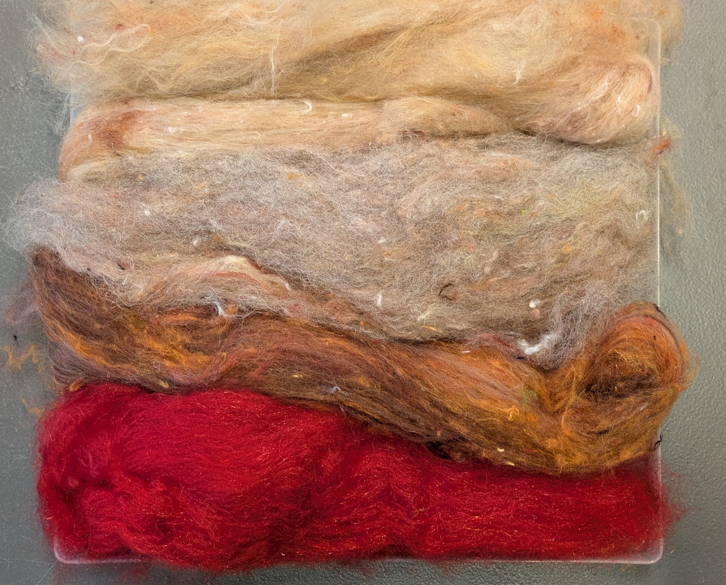Hand carded luxury Batt layers with added texture. layers great to needle felt or wet felt 50g Autumn batt 1