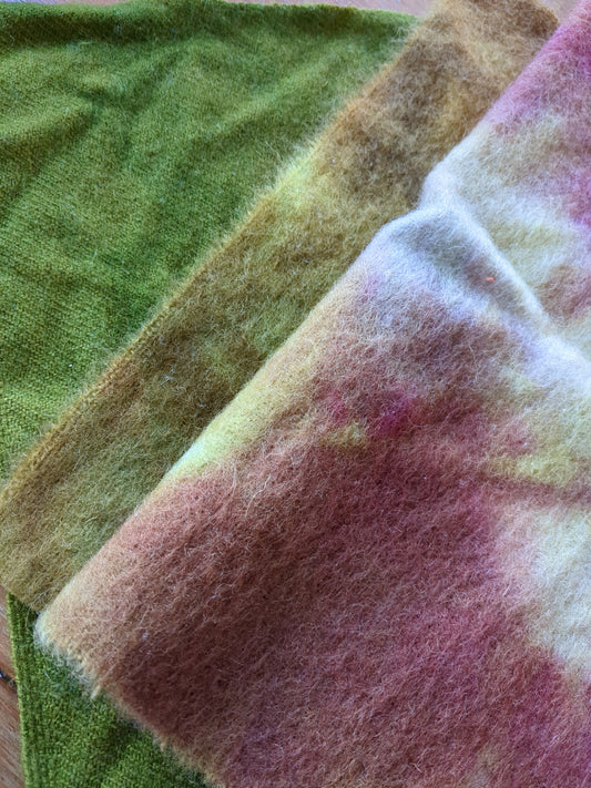 Hand Dyed vintage wool blanket 3 pieces - creative textiles - VWBL31