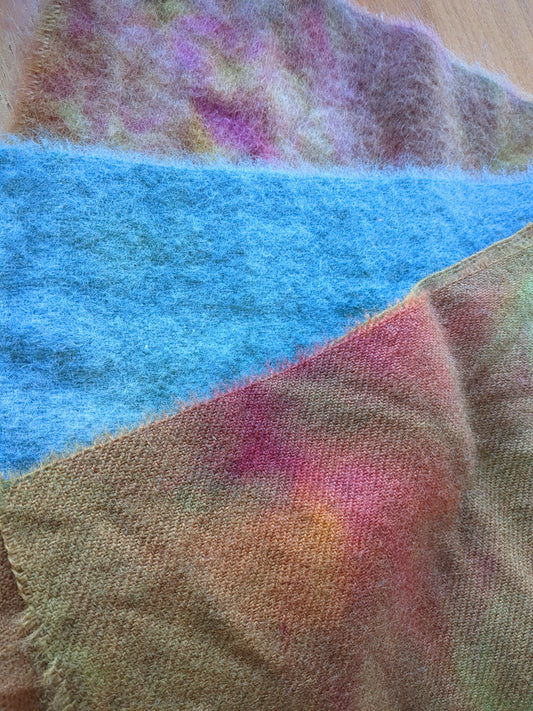 Hand Dyed vintage wool blanket 3 pieces - creative textiles - VWBL32