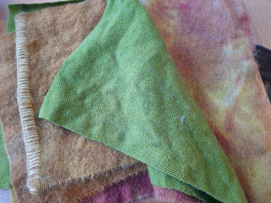 Hand Dyed vintage wool blanket 3 pieces - creative textiles - VWBL33