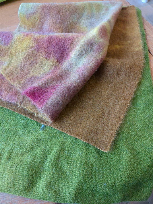 Hand Dyed vintage wool blanket 3 pieces - creative textiles - VWBL35