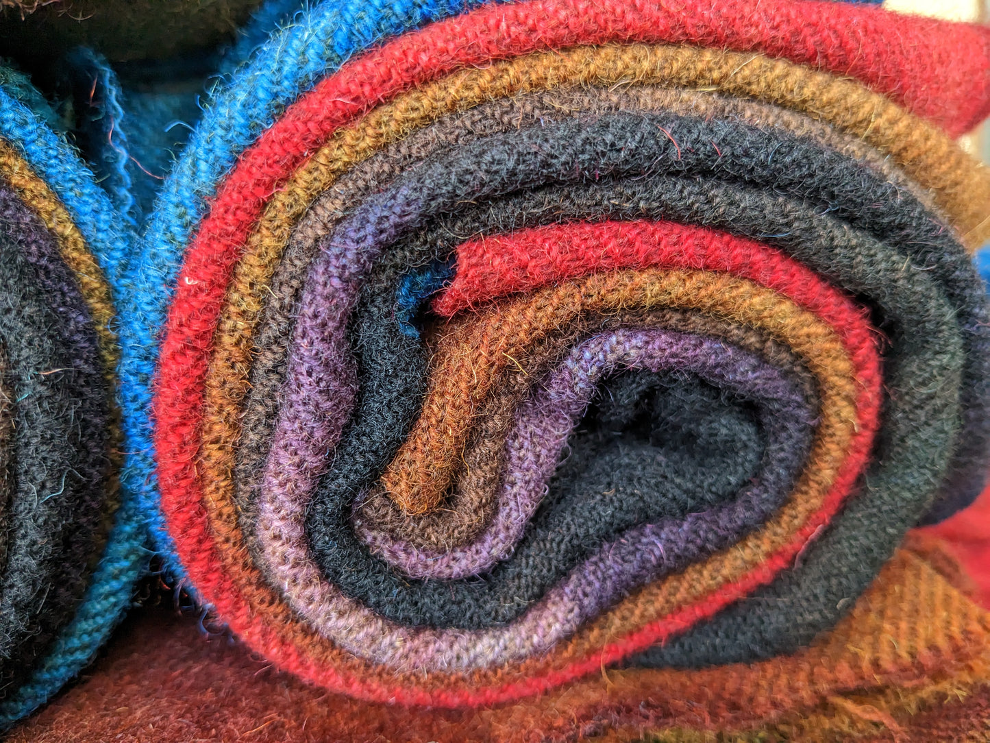 Hand Dyed wool tweed 6 pieces - creative textiles - tweedy