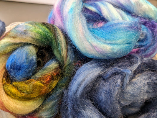 Approx 33g hand dyed silk tussah fibre-TS02