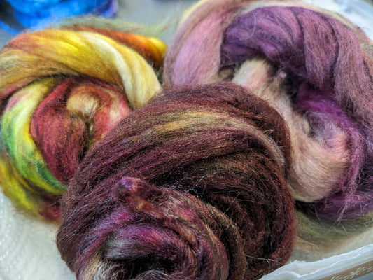 Approx 33g hand dyed silk tussah fibre-TS05