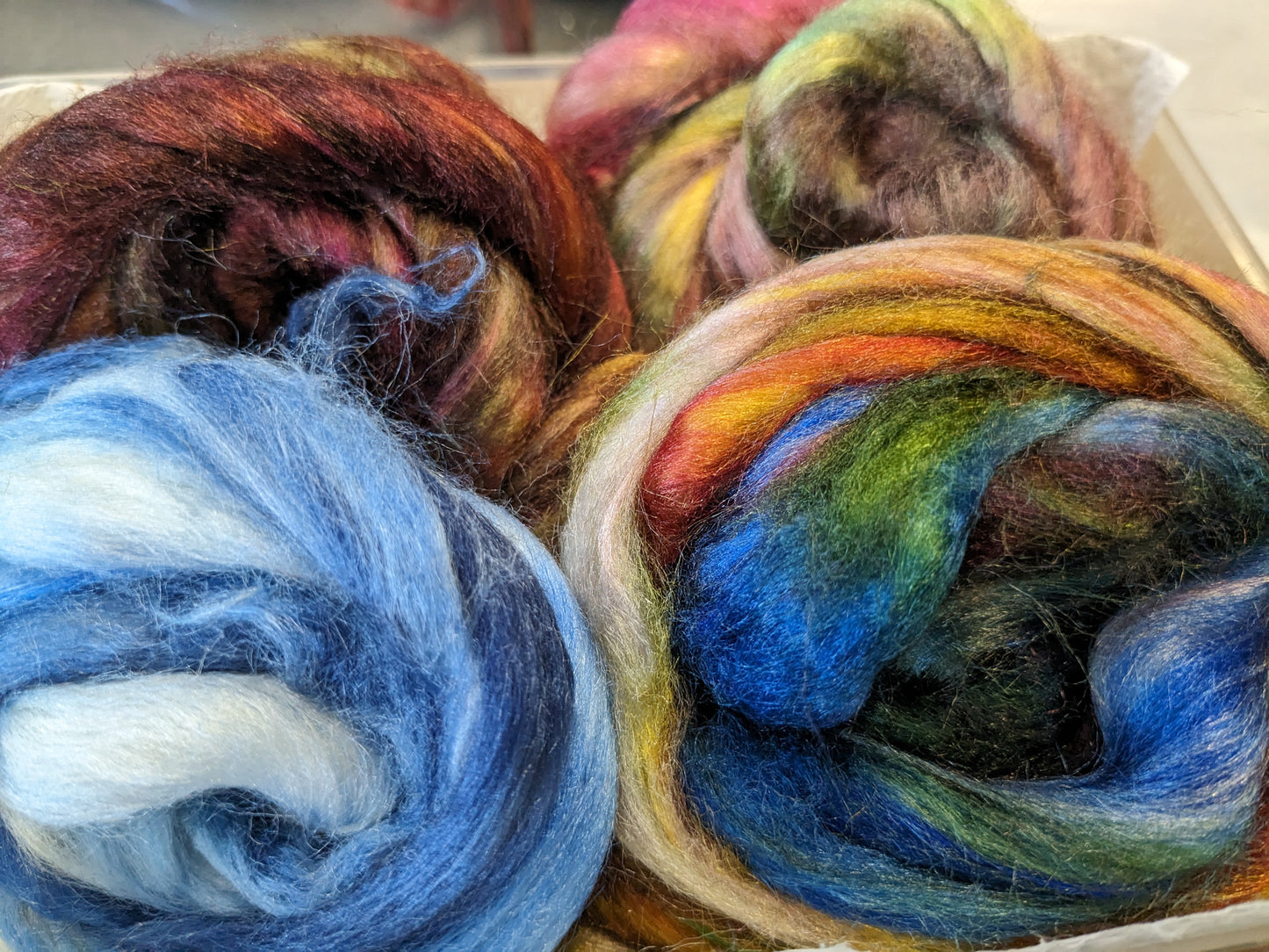 Approx 33g hand dyed silk tussah fibre-TS06