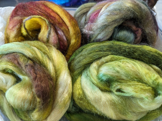 Approx 33g hand dyed silk tussah fibre-TS07