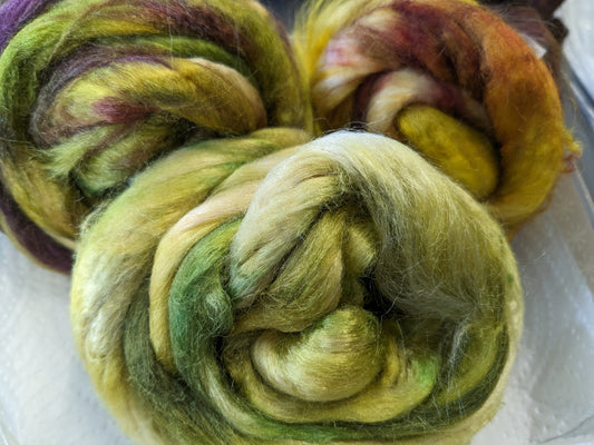 Approx 33g hand dyed silk tussah fibre-TS08