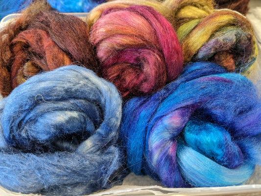 Approx 33g hand dyed silk tussah fibre-TS11