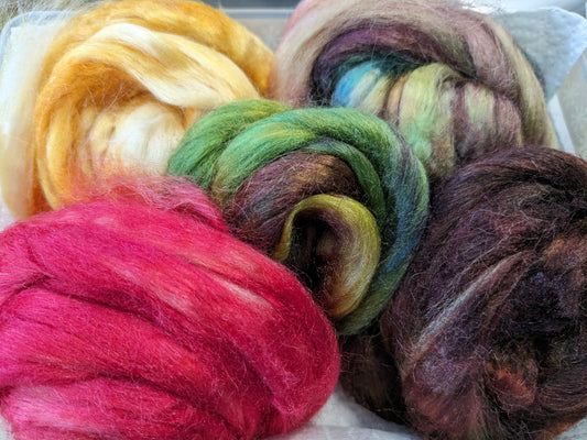 Approx 33g hand dyed silk tussah fibre-TS13