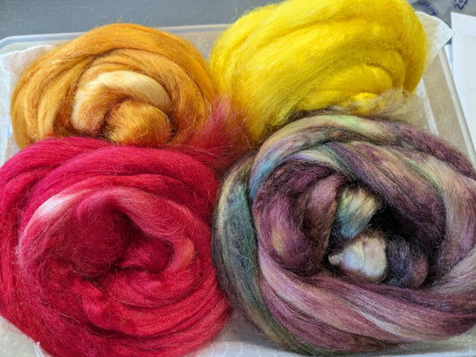 Approx 33g hand dyed silk tussah fibre-TS14