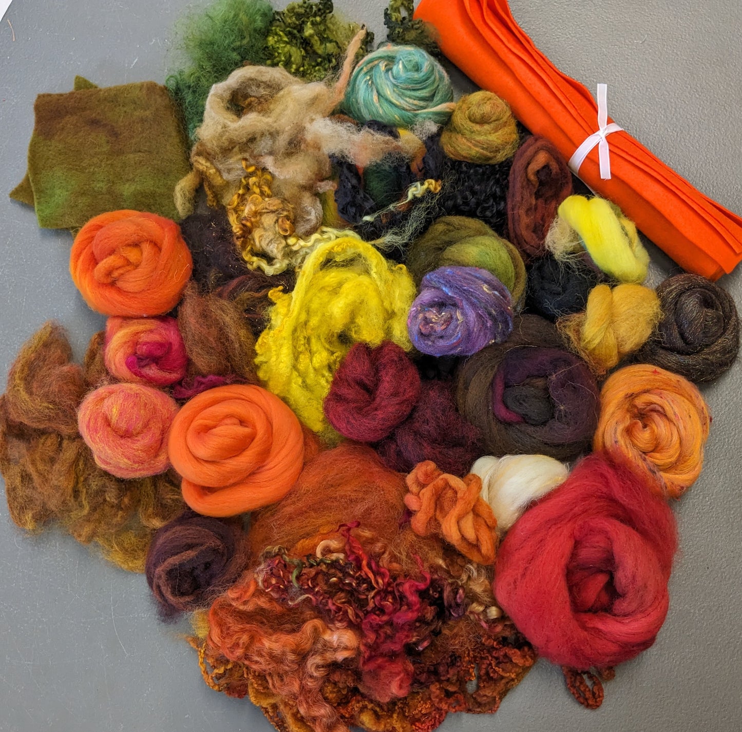 Extra large Needle felt autumn pack - hand dyed fleece, custom blends, wool felt