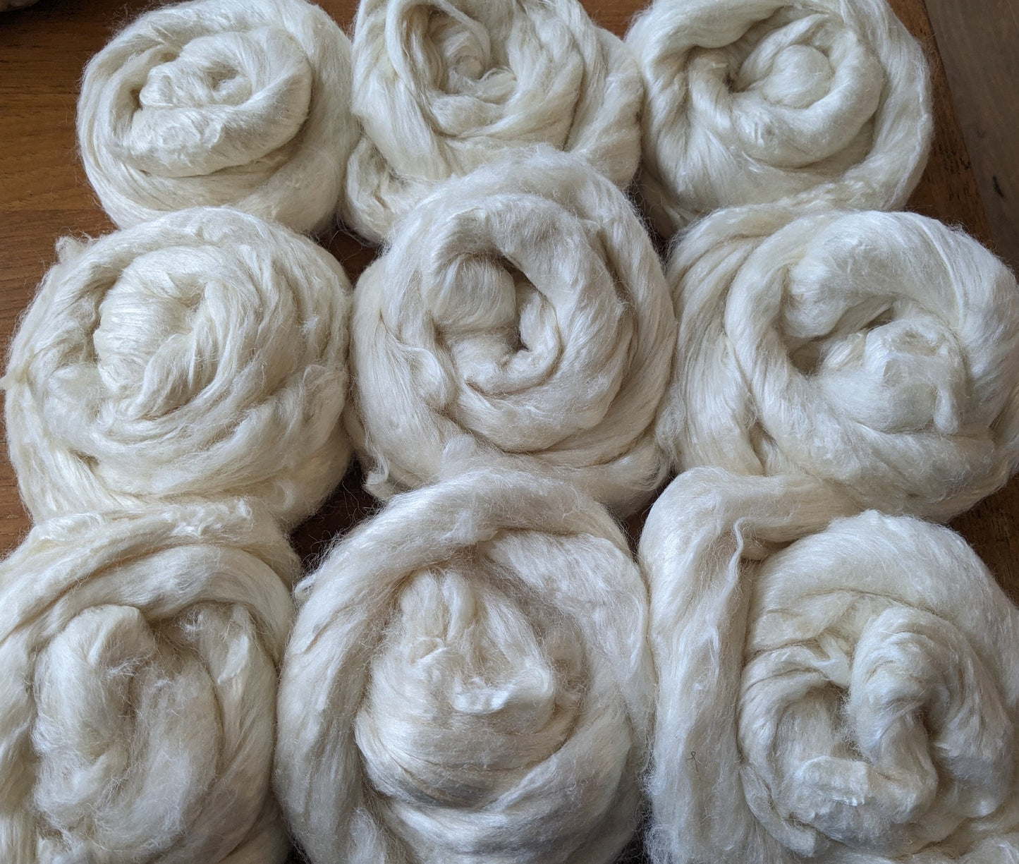 50g natural silk fibres  - bleached tussah silk brick