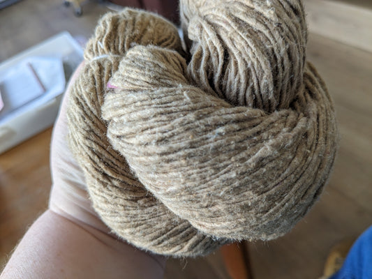 Approx 95g natural soft stubby tussah silk hank of yarn