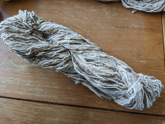 Approx 100g natural eri and tussah variegated fine silk hank of yarn