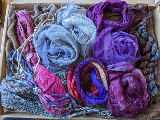 Luxury Hand Dyed textile box - Wool/silk and cashmere - fabrics, ribbons and thread LHDTB08