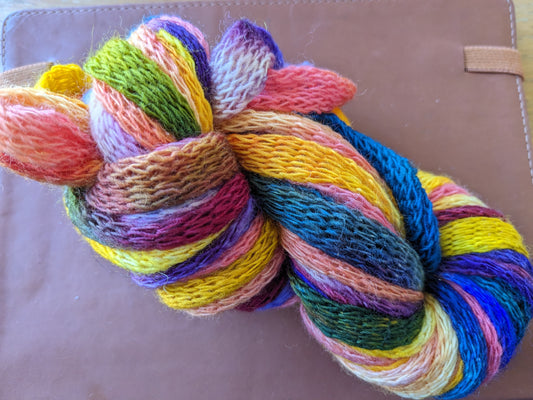 Great fun knitted merino tube yarn - hand dyed - KT01