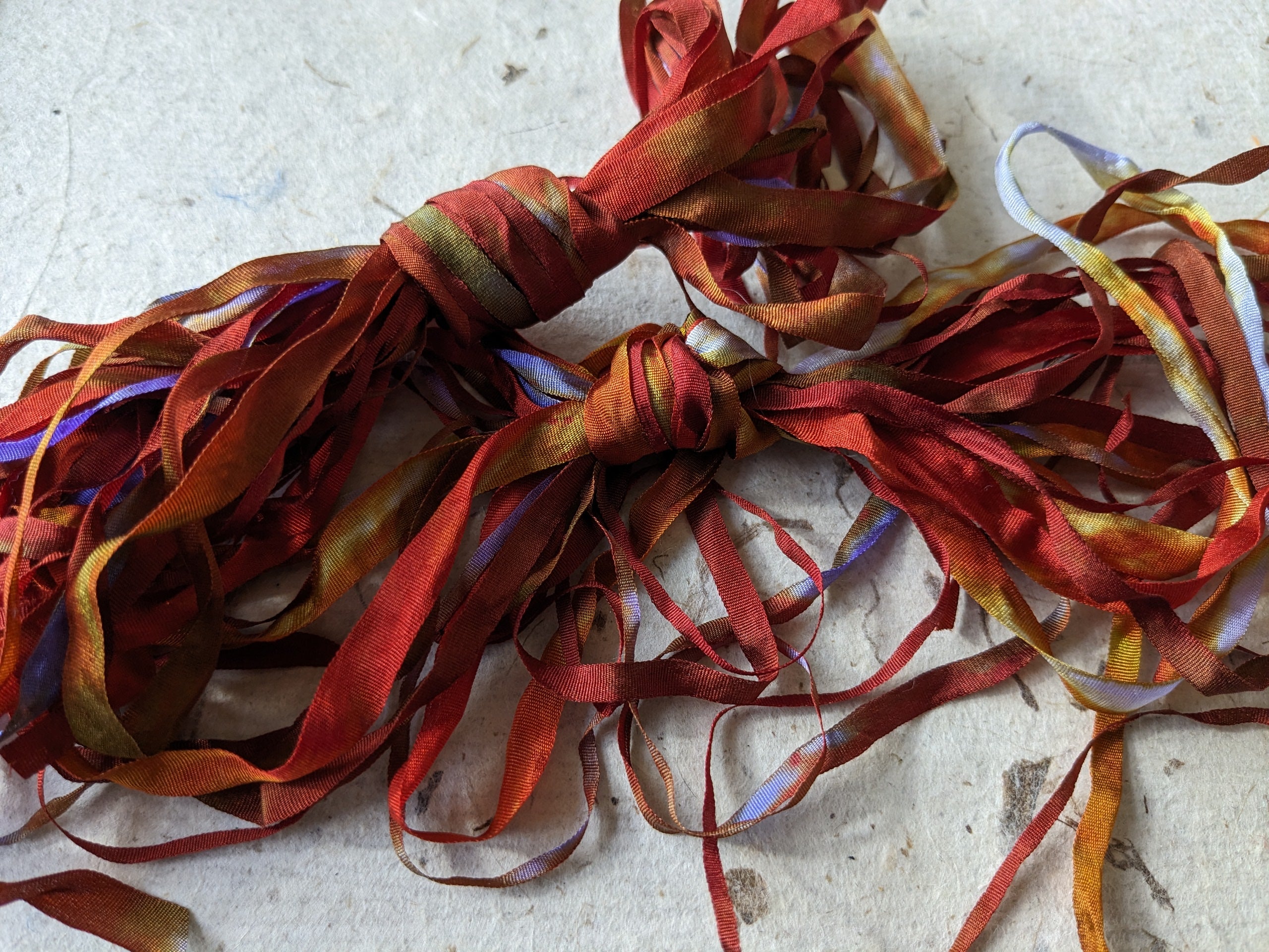 Approx Ribbon Approx 12m assorted widths of hand dyed silk embroidery ribbons ass wi ...