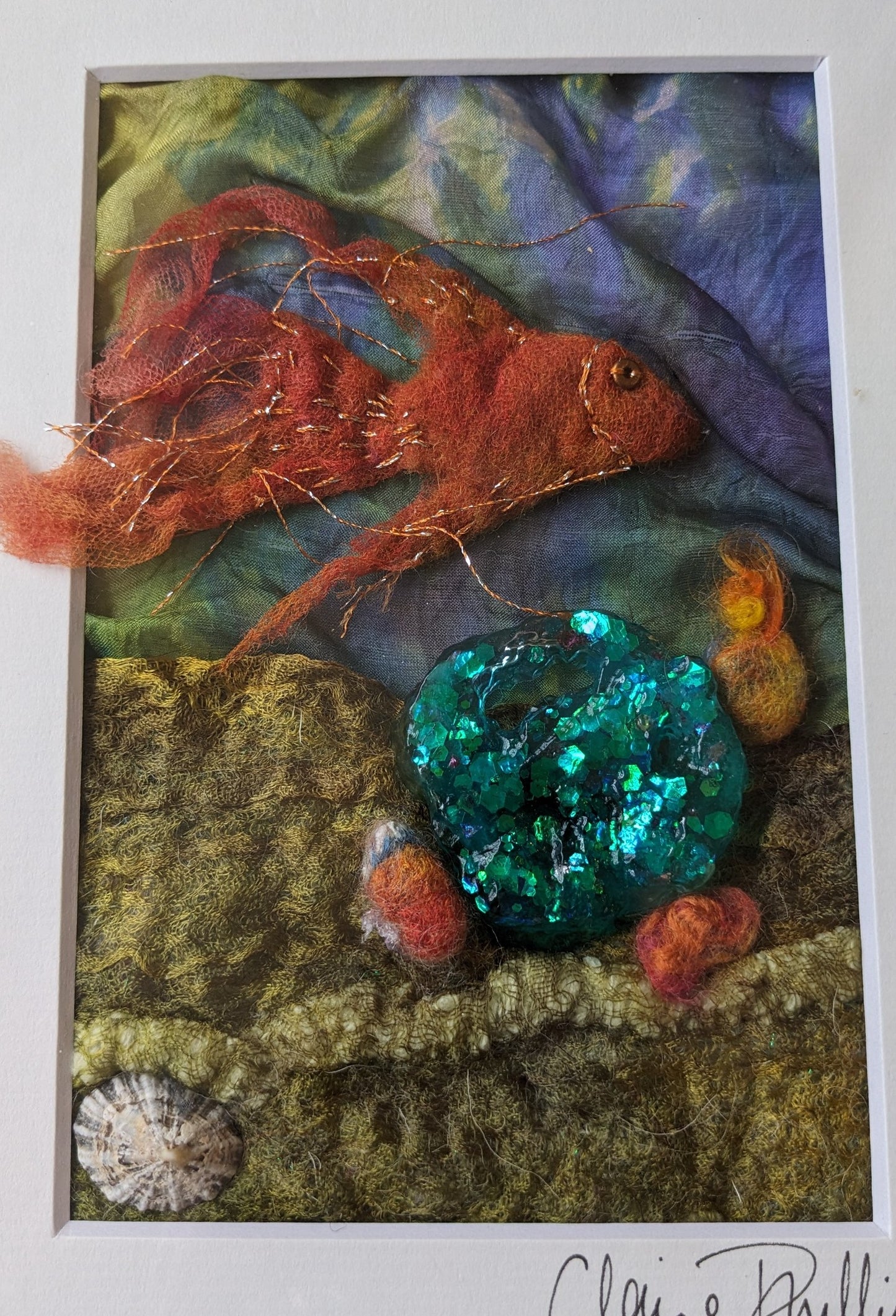 Under the sea mixed media textiles piece US3