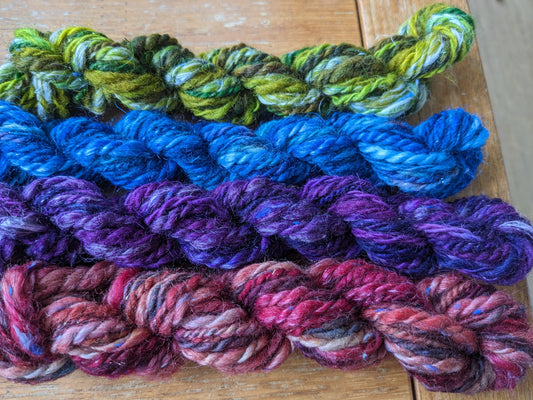 Wonderful hand spun yarn that has then been overdyed - hand dyed 50g-HDHS02